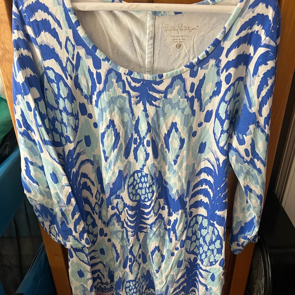 Lilly Pulitzer Women's Blue and White Top